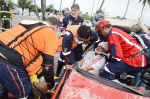 No simulado foram envolvidas cinco viaturas do Samu, uma Unidade de Suporte Avançado (USA), uma Unidade de Suporte Básico (USB), além de três motolâncias.