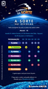 Caminhão da Sorte inicia sorteios das loterias na capital alagoana nesta segunda-feira (30).