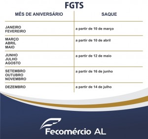 FGTS INATIVO - calendrário de saques