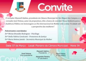 Solenidade que acontecerá na próxima terça-feira (07), foi proposta pelo vice-presidente da Casa, vereador José Feitosa 